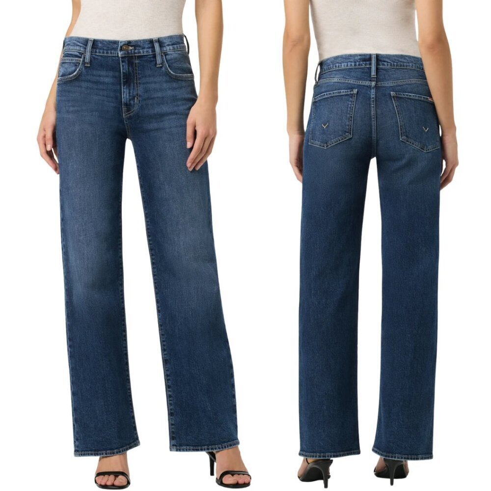 Hudson Rosalie High Rise Wide Leg Ankle Denim Jeans Women's 34 Dark Wash NWT
